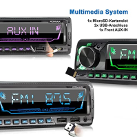 XOMAX XM-R282 FM RDS Bluetooth Hands- USB SD MP3 ID3 2nd USB Port with Charging Function AUX-IN 1 DIN